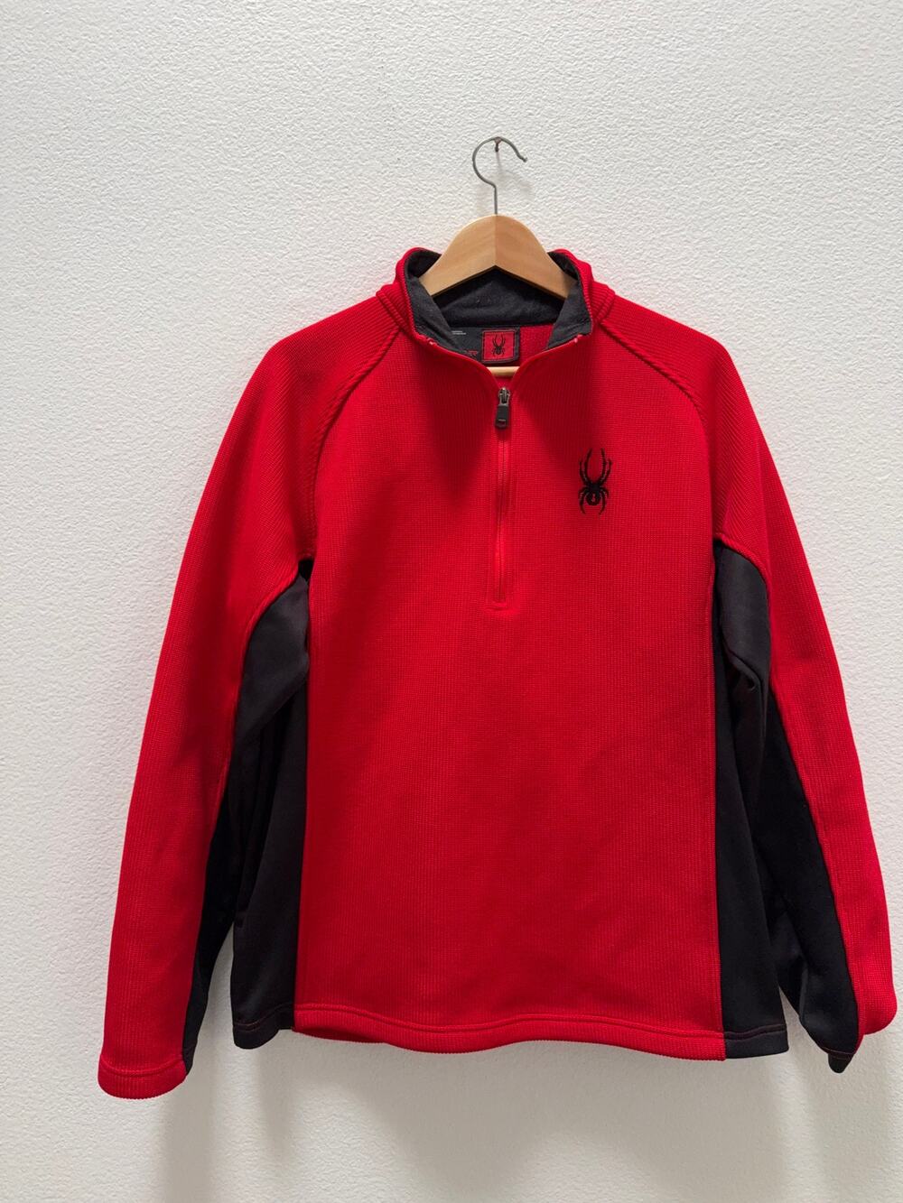 Spyder Men’s Medium Outbound 1/2 Zip Core Sweater Fleece Pullover Red Black